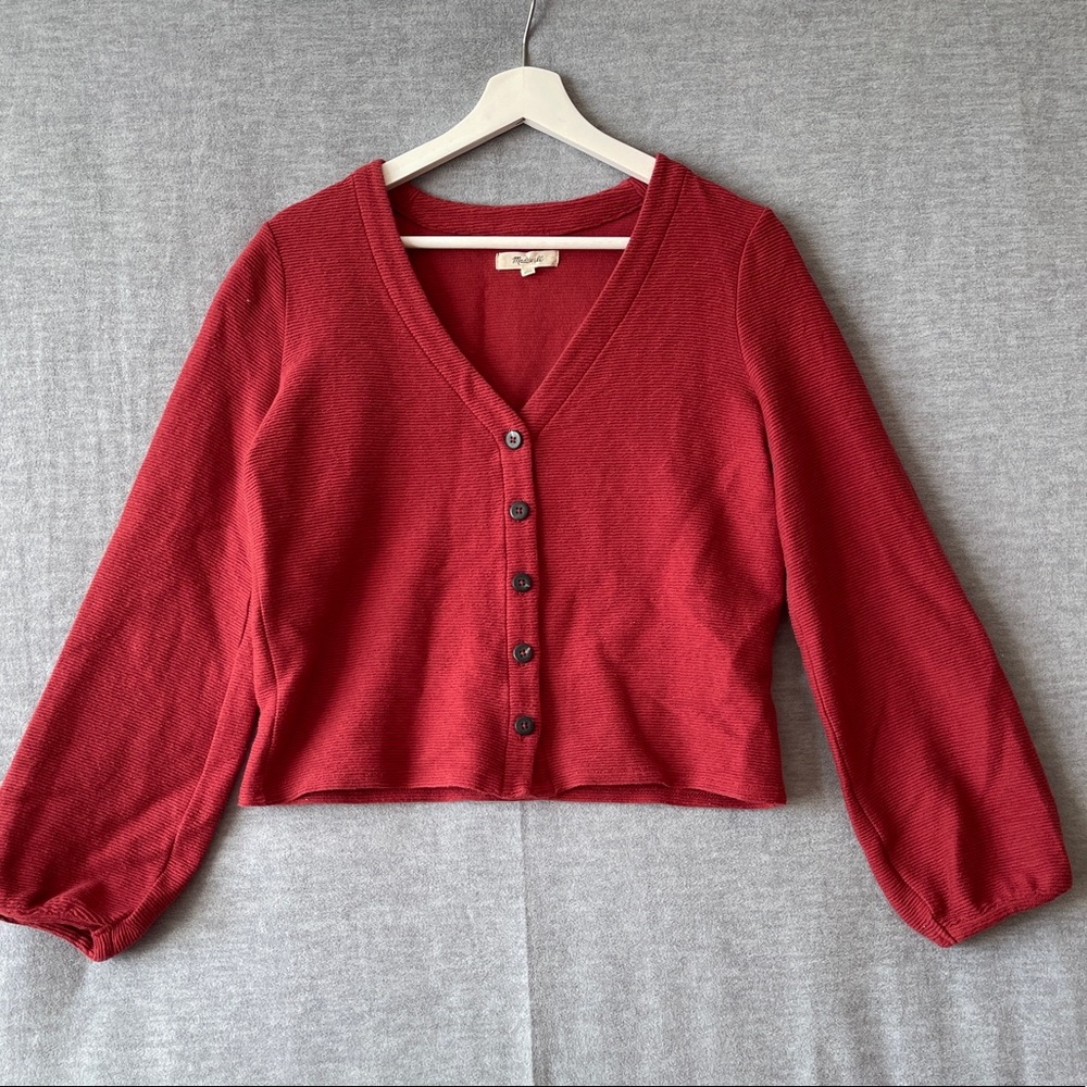 COPY - Madewell bubble sleeve cardigan top sz s small long sleeve (x411)